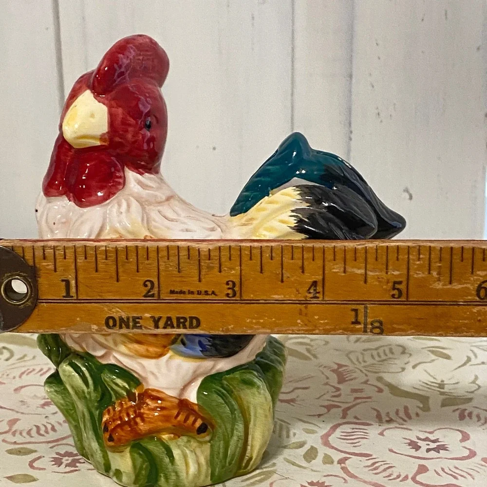 Rooster Bundle Alco Ceramic Small Utensil Holder 2 Resin Rooster Figurines VTG